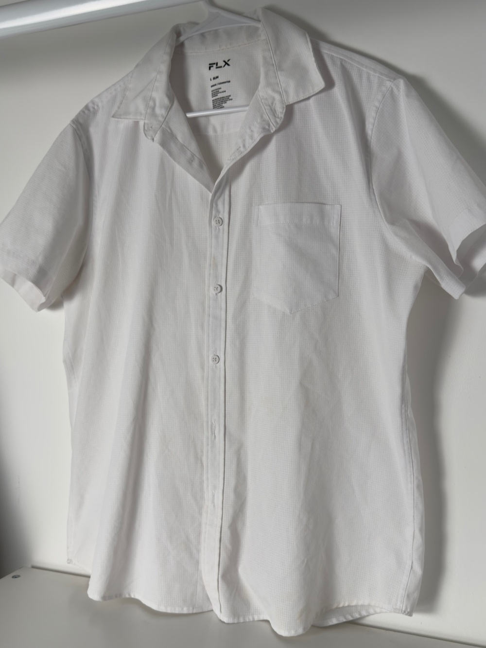 FLX Men's White Short-Sleeve Casual Button-Down Shirt